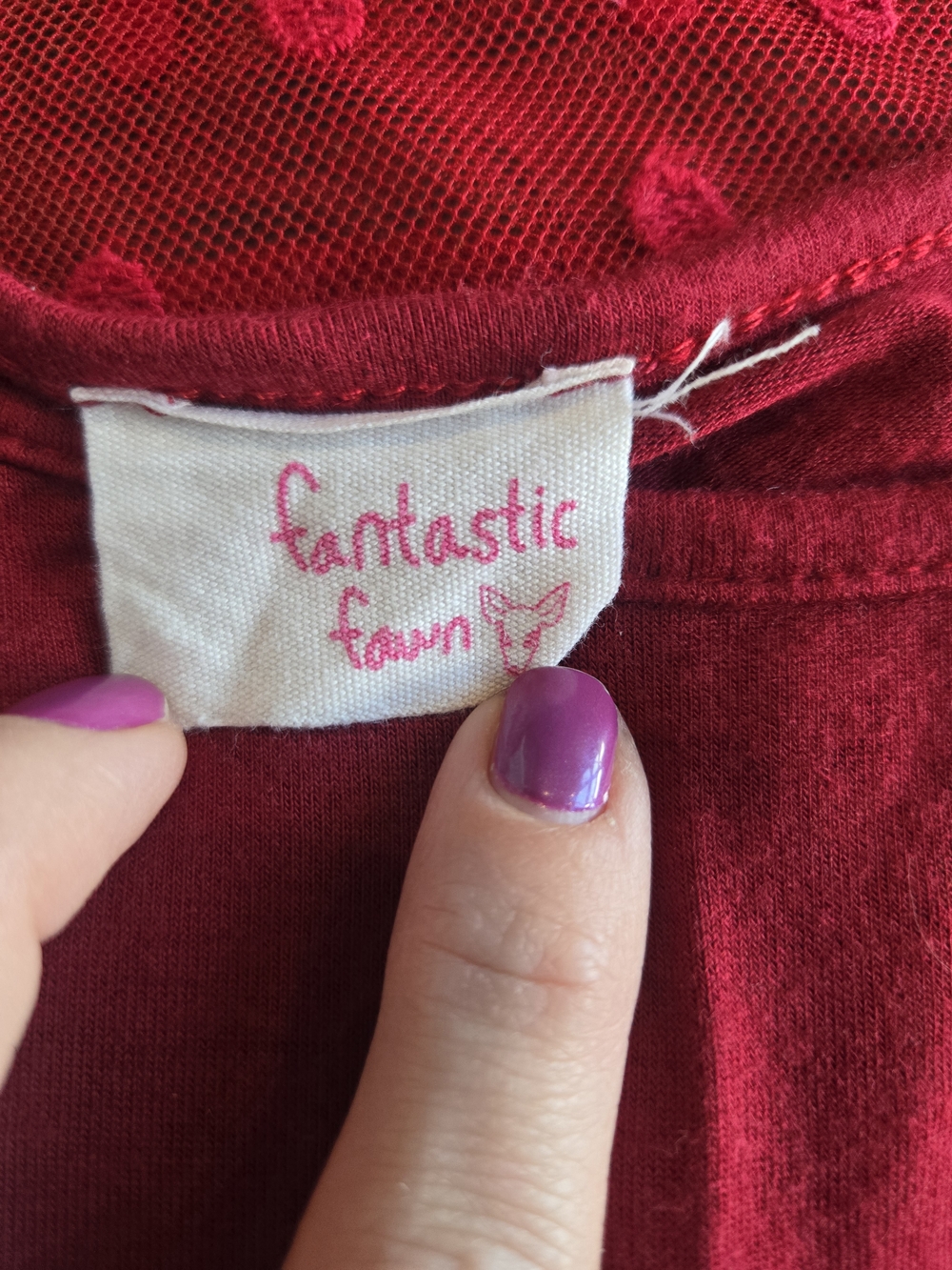 Fantastic Fawn red/Burgundy Lace Trim Slip Dress Extender - Wine - Size large - Picture 2 of 6